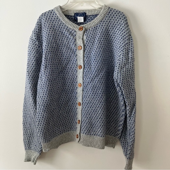 Vintage Woolrich Cardigan Sweater Medium Grey Blue Wool Blend Classic Grandpa - Picture 2 of 5